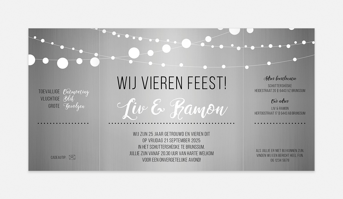 Lortye Feestje 045 Uitnodiging Tenerif Zilver